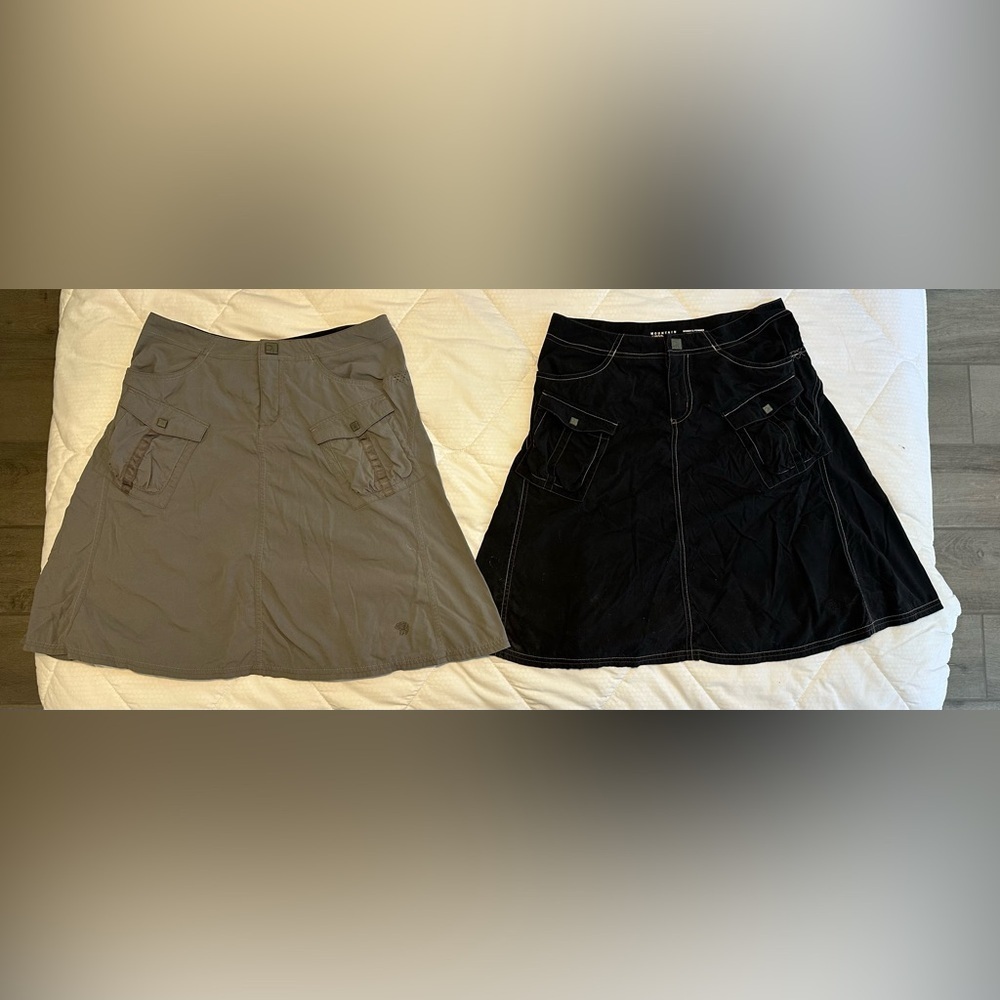Mountain Hardwear Lot Of 2 La Rambla Skirts Nylon A Line Black Gray Sz 4 Hiking